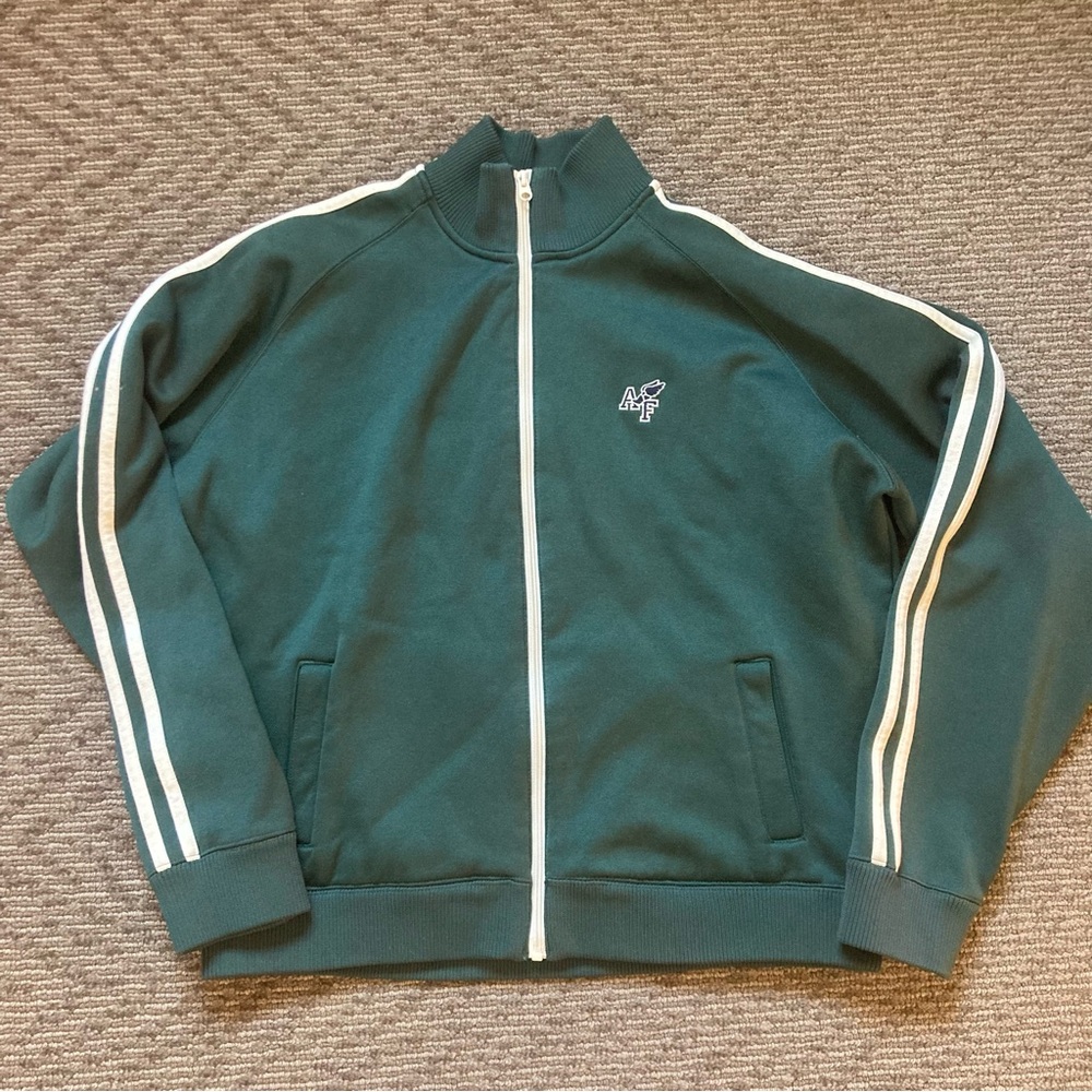 Vintage Abercrombie & Fitch Track Jacket size XL Green White Korea